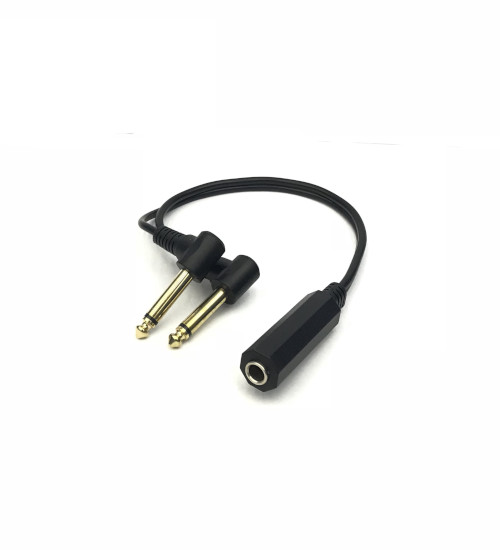6.3mm Mono Jack to 2x6.3mm Right Angle Mono Plug Short Cable